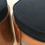 Italian midcentury walnut and fabric stools 1950s