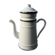 Cafetière émaillée blanche et bleu