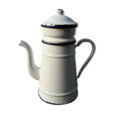Cafetière émaillée blanche et bleu