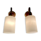 Paire d'appliques teck et opaline design scandinave 1950