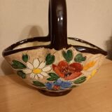 Vase basket Massier glazed ceramic Vallauris