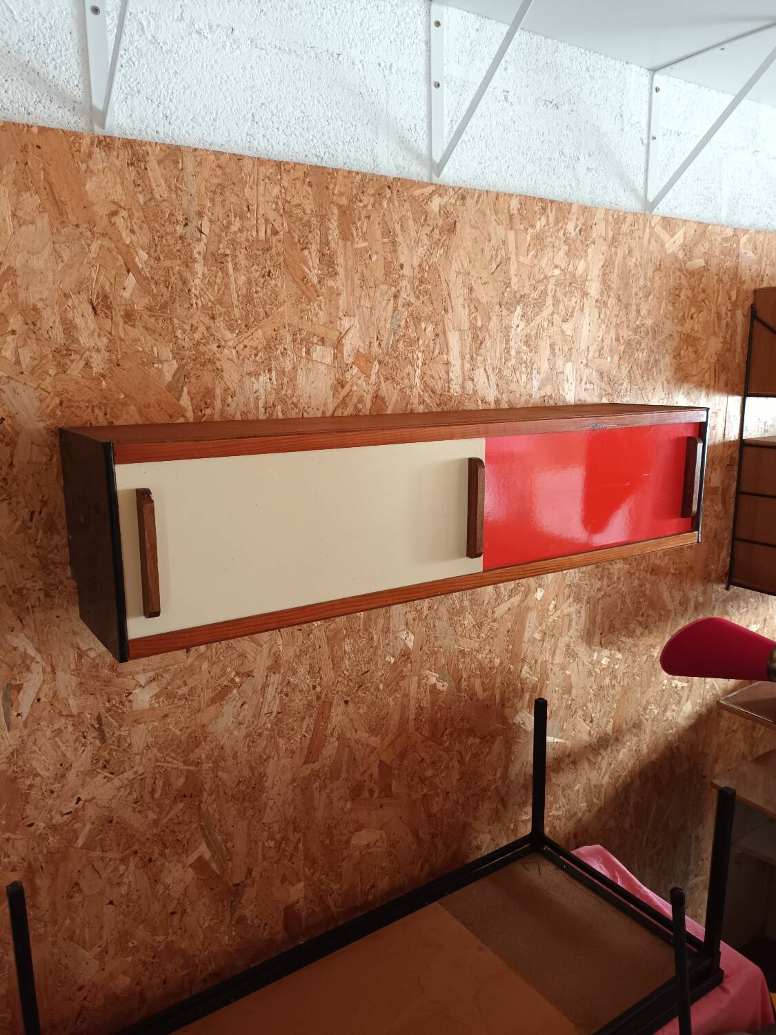 Vintage shelf with sliding doors