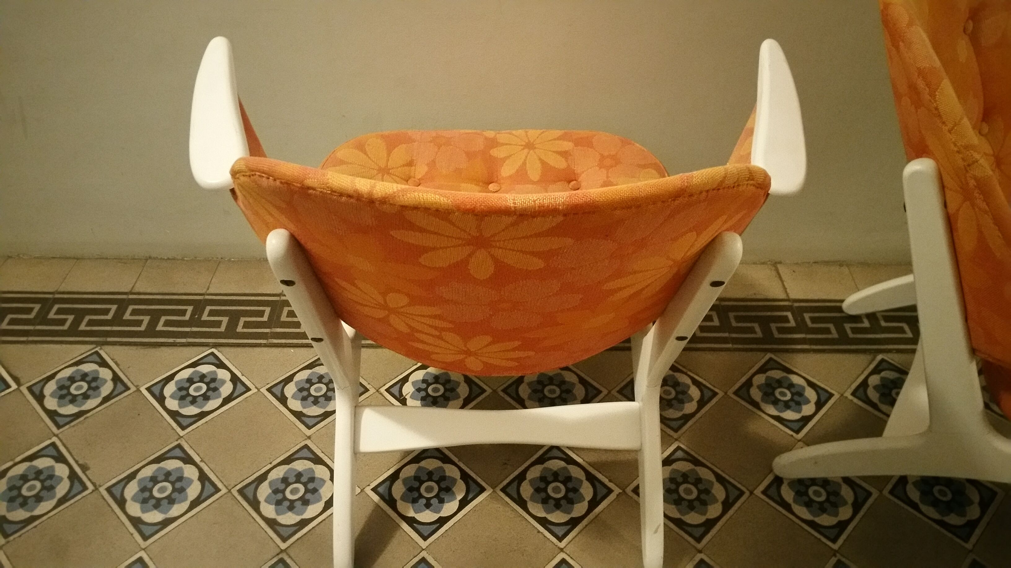 Chair Danish cocktail of Carl Edward Matthes Scandinavian vintage 50/60s orange