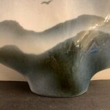 Lens soliflore vase signed Virebent in porcelain, design Yves Mohi, 1970