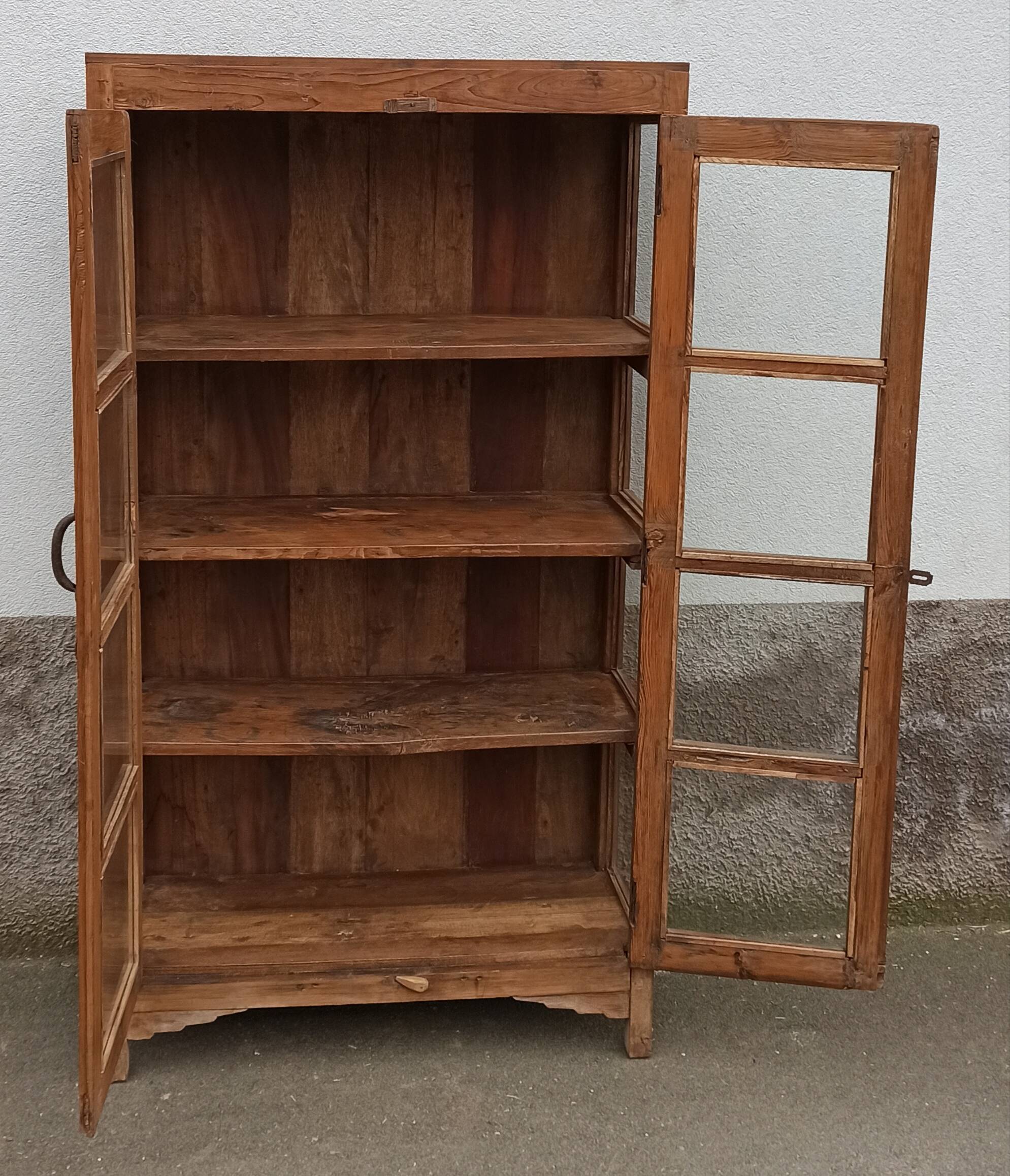 Old wooden cabinet display case with two doors