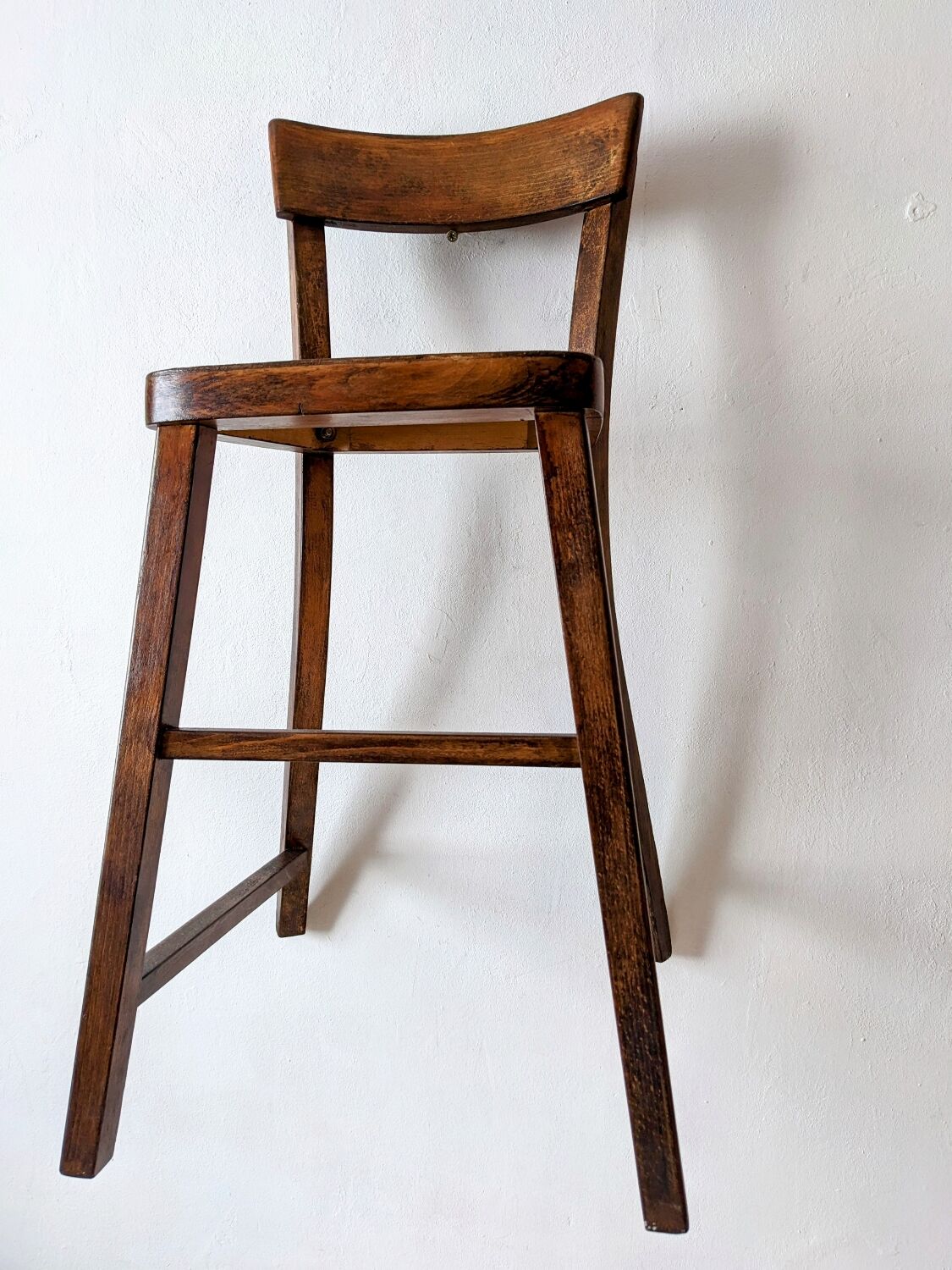 High chair in varnished wood 50s