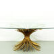 Mid century Coco Chanel gilt oval glass and brass table sheaf of wheat