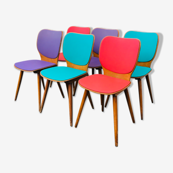 Série de 6 chaises bistro Baumann élan vintage 1960