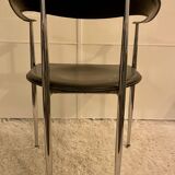 Set of 6 vintage arper chrome leather chairs