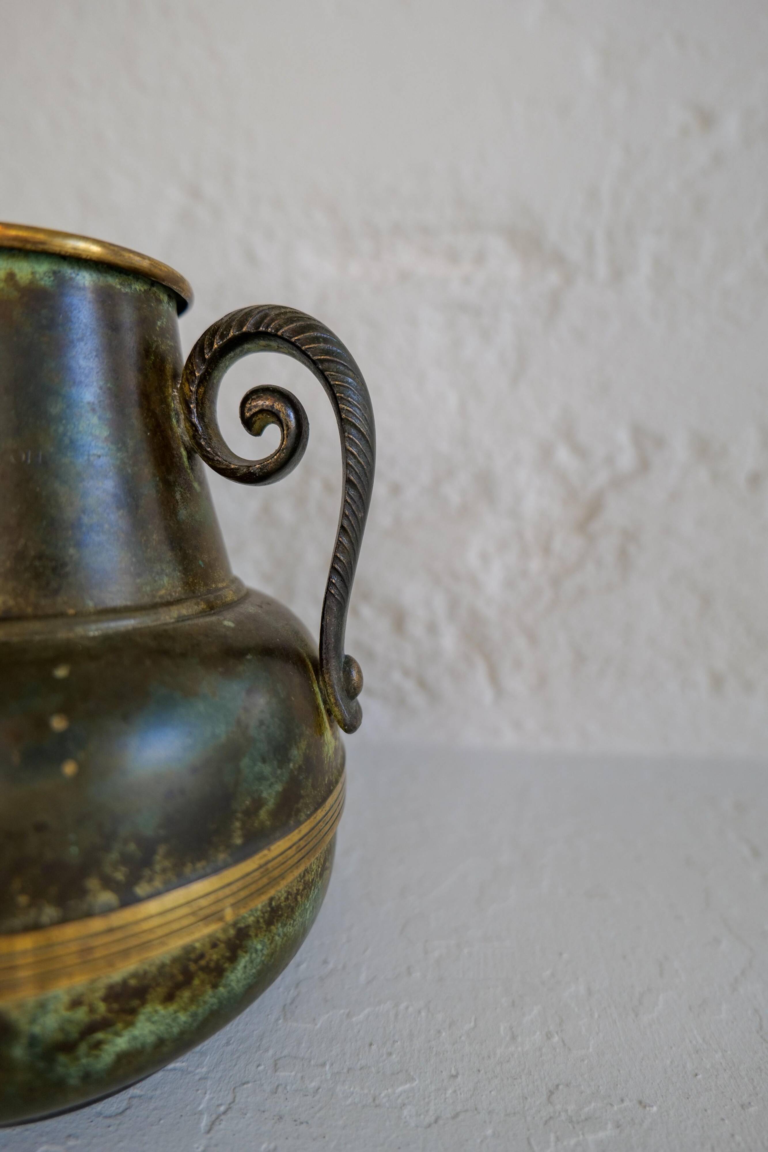 Art Deco vase in bronze and brass by SVM Handarbete, Sweden 1940s