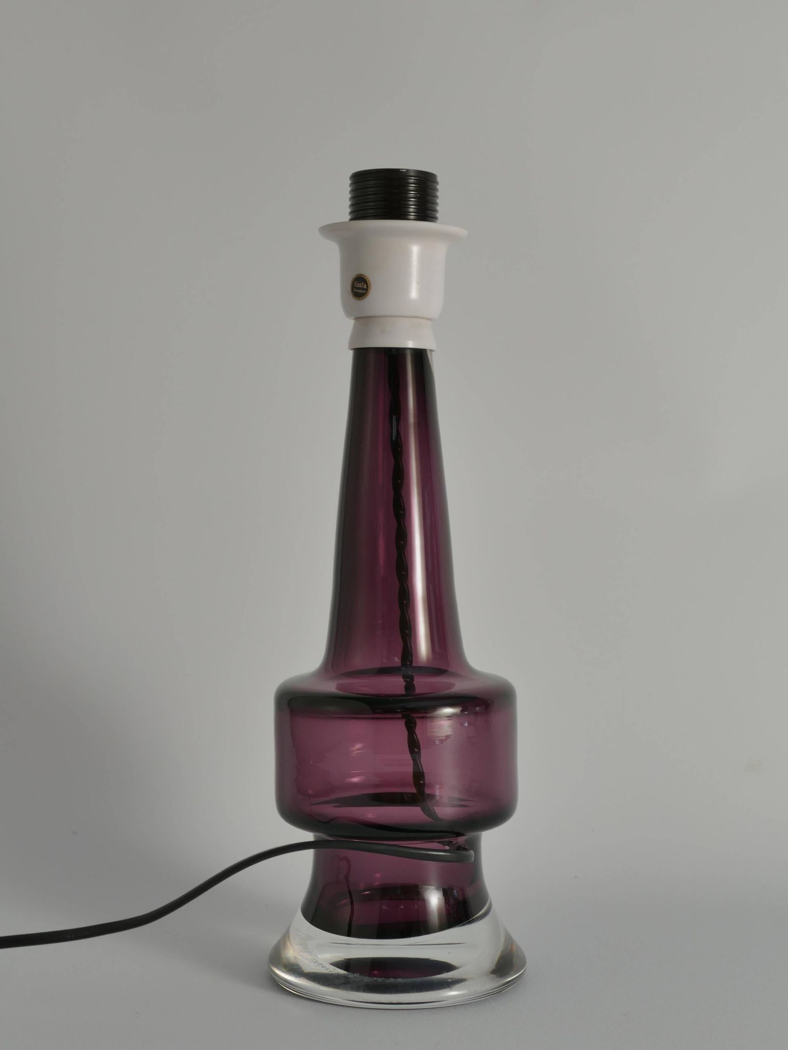 Mid-Century Modern Purple Chrystal Glass Table Lamp by Kosta 1960s