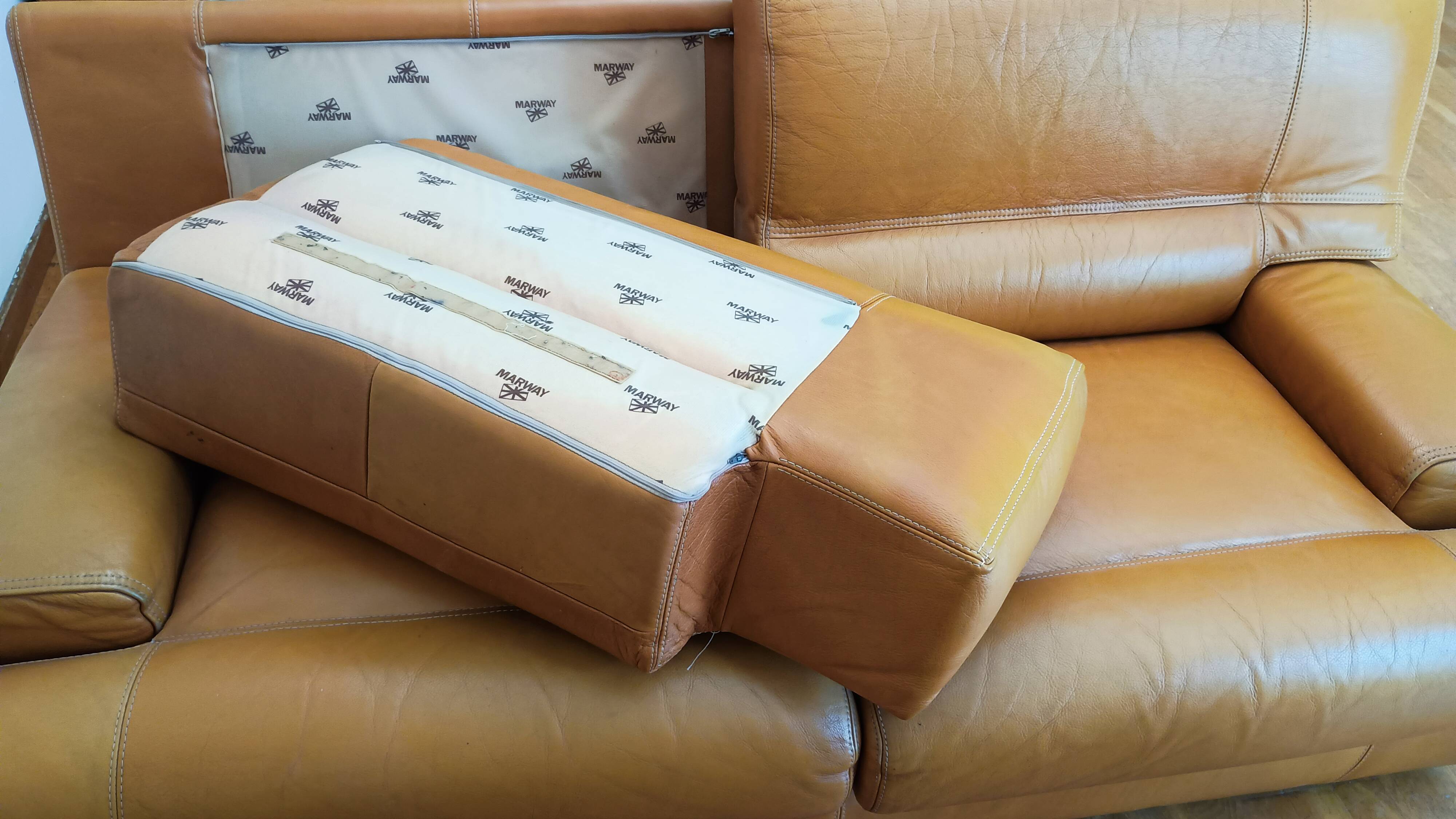 Camel leather sofa