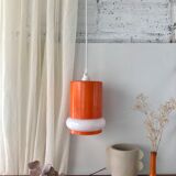 Orange & white opaline glass pendant lamp