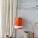 Suspension en verre opalin orange & blanc