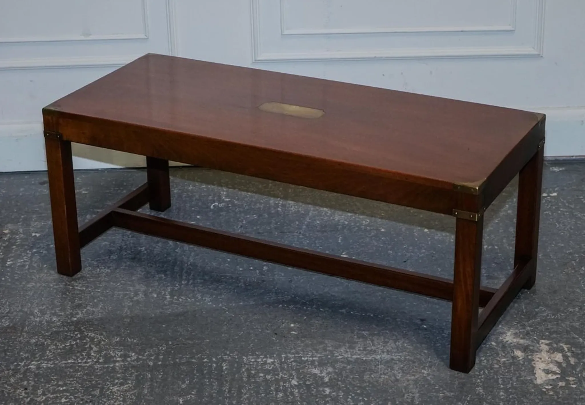 Vintage Reh Kennedy Military Campaign Coffee Table with Brass Fittings from Harrods