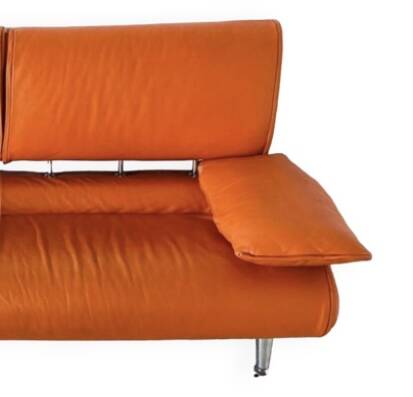 Canapé en cuir orange 2 places