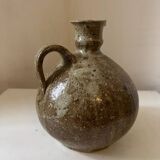 Vintage stoneware pitcher/jug by Alain Blanchard, decorated with leaves and ferns
