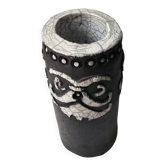 Raku ceramic roll vase signed Potty