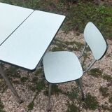 Table and chairs in water green formica
