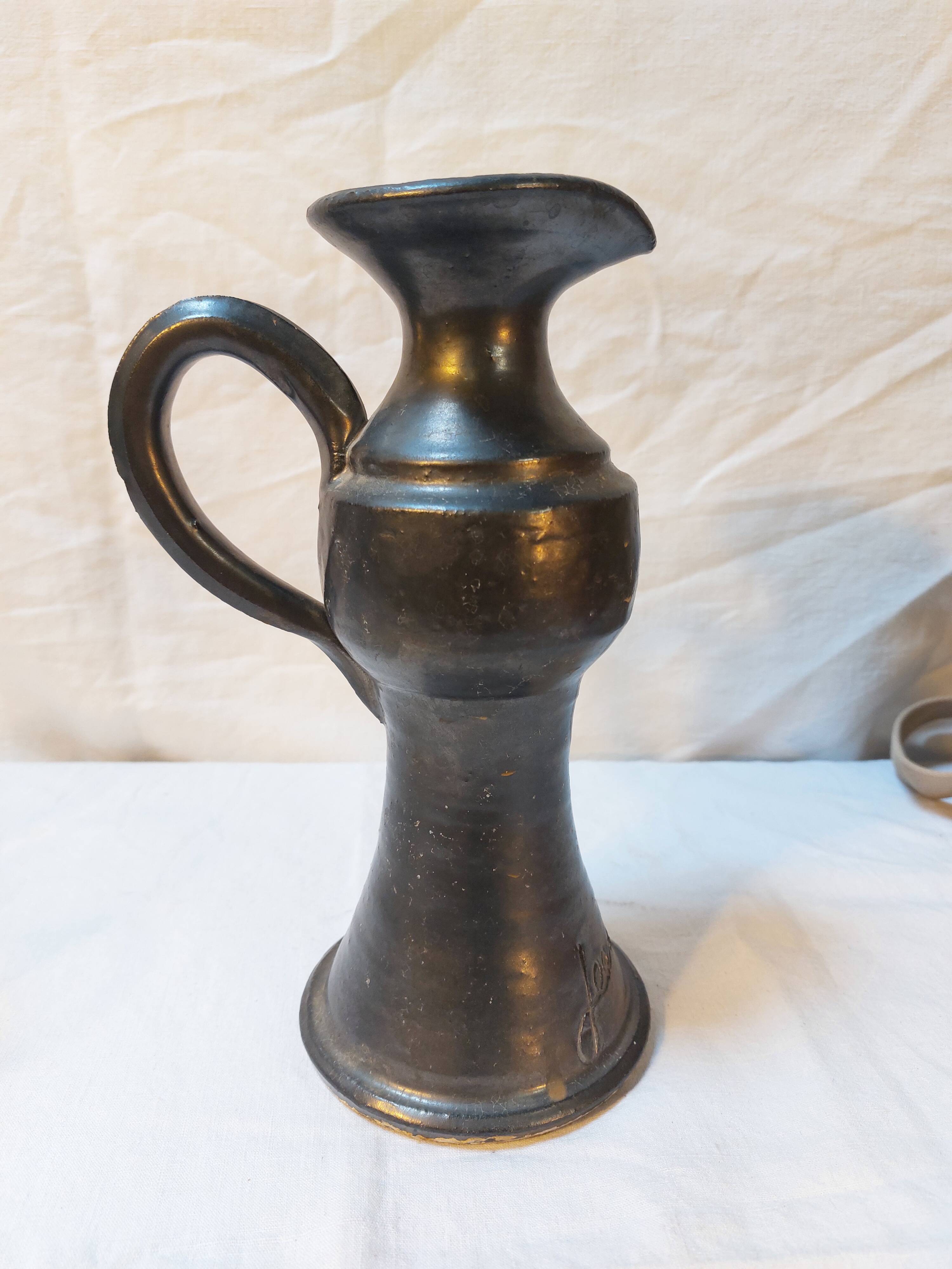 Glazed terracotta pitcher signed Jean Marais - Vallauris - Circa 1970