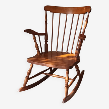 Rocking-chair vintage en bois tourné