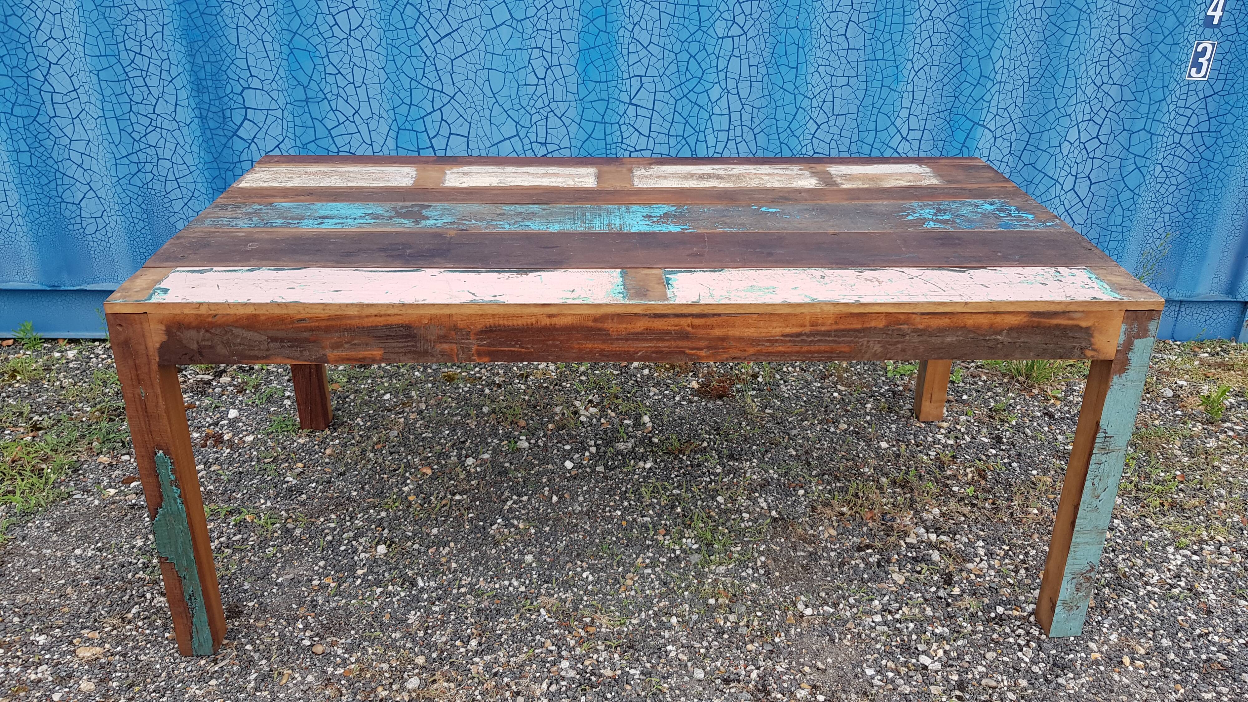 Table à manger rectangulaire en teck polychrome