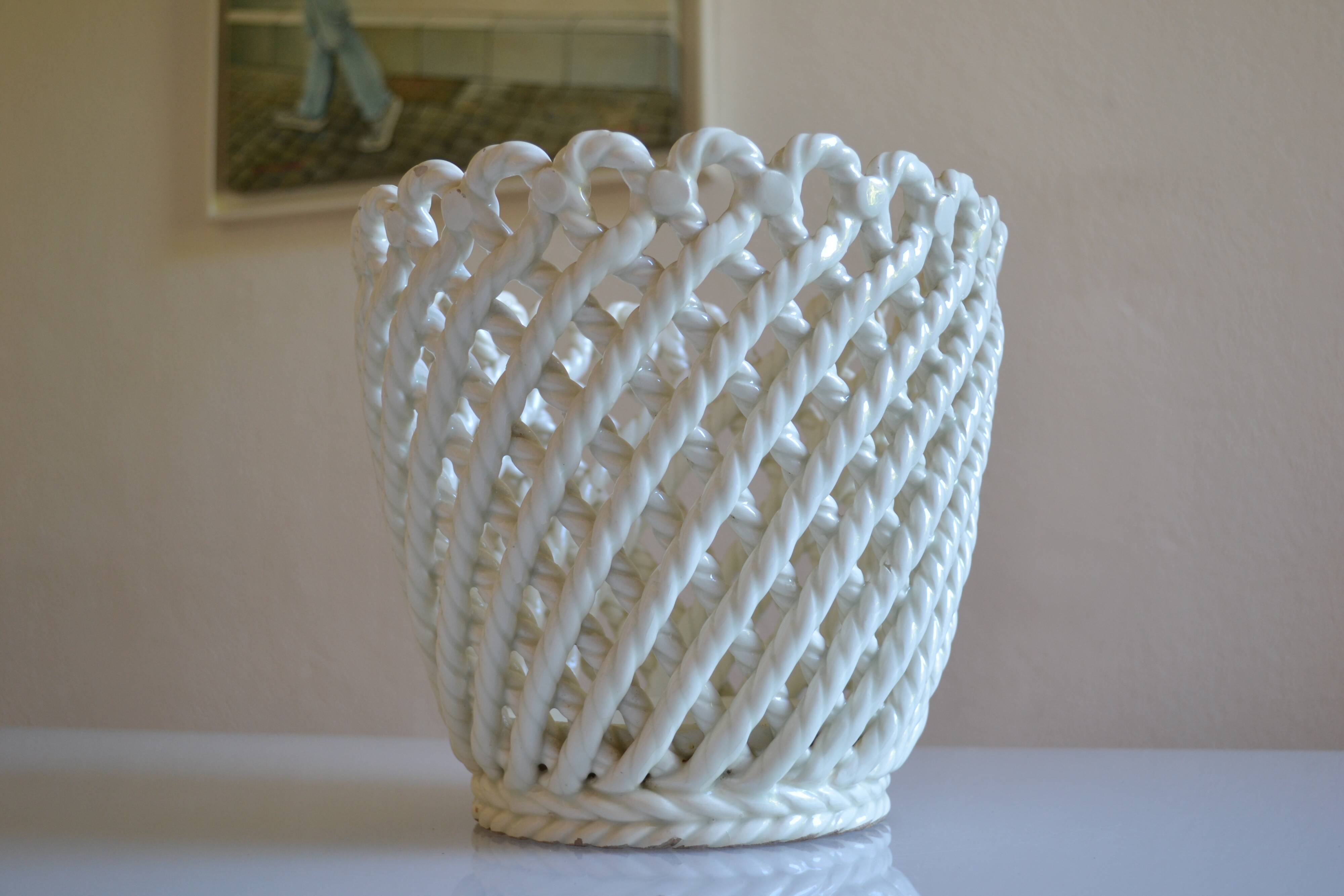 Woven ceramic cache-pot DLG Emile Tessier Pichon Uzès