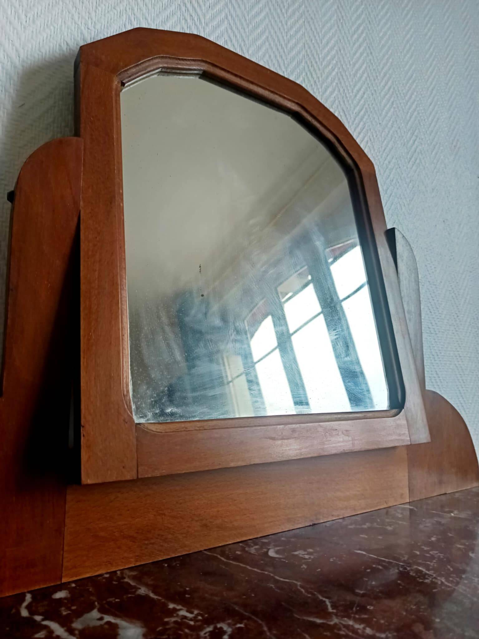 Coiffeuse art déco bois et marbre