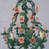 Chandelier wrought iron flowers with 6 lights