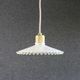 Opaline pendant light in white glass with transparent pleated edges - contemporary metal socket