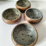 4 glazed pyrite stoneware bowls from the 70s