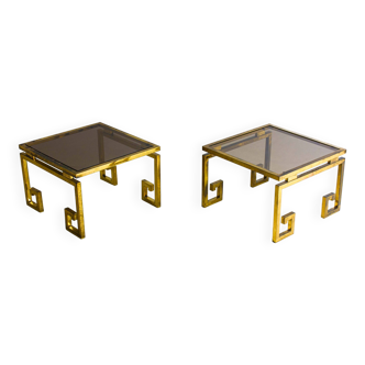 Set of ornate brass side tables, 1970s