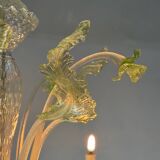 Venetian chandelier in colorless and green Murano glass, 6 light arms circa 1940