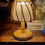 Rattan and bamboo table lamp from the 70s