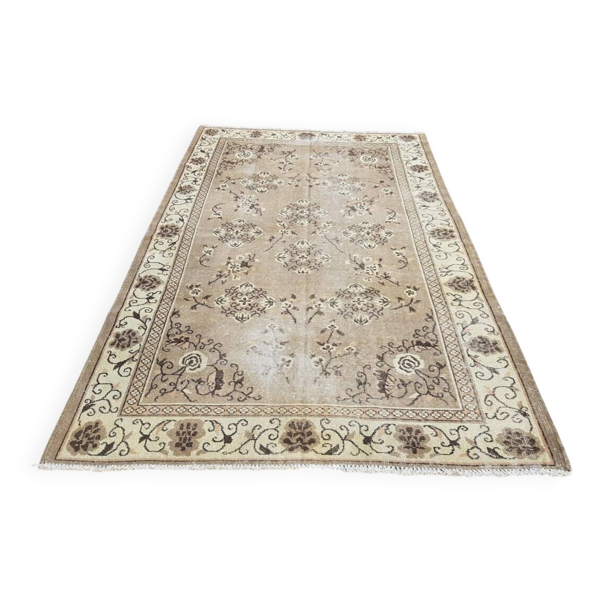Oushak Vintage Floral Handmade Rug sku882