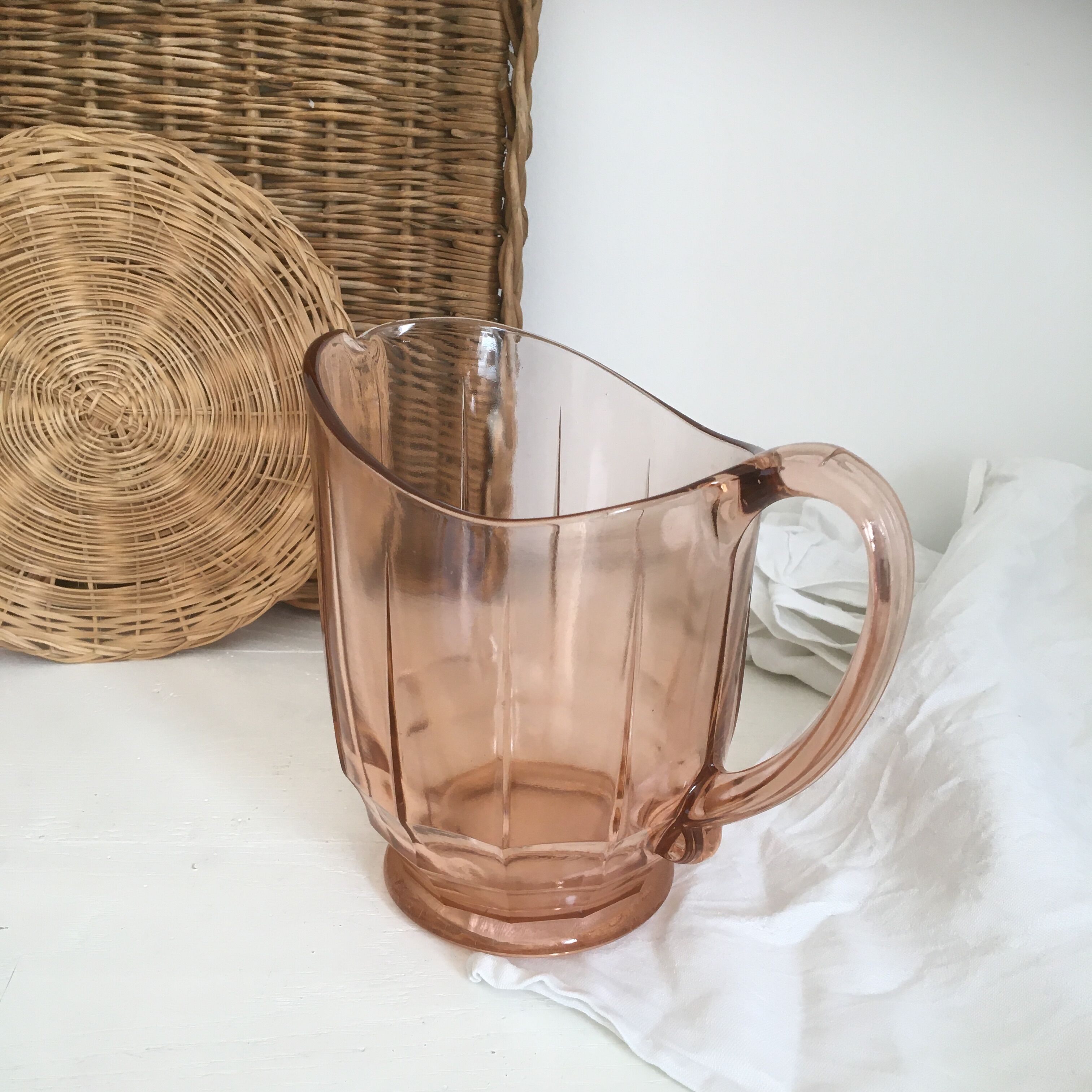 Pink glass decanter
