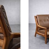 Vintage Mid-Century Danish Modern 3-Seater Brown Leather Sofa by Georg Thams