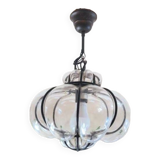 Vintage Venetian cage pendant light in blown Murano glass, 1950/1970