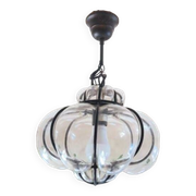 Vintage Venetian cage pendant light in blown Murano glass, 1950/1970