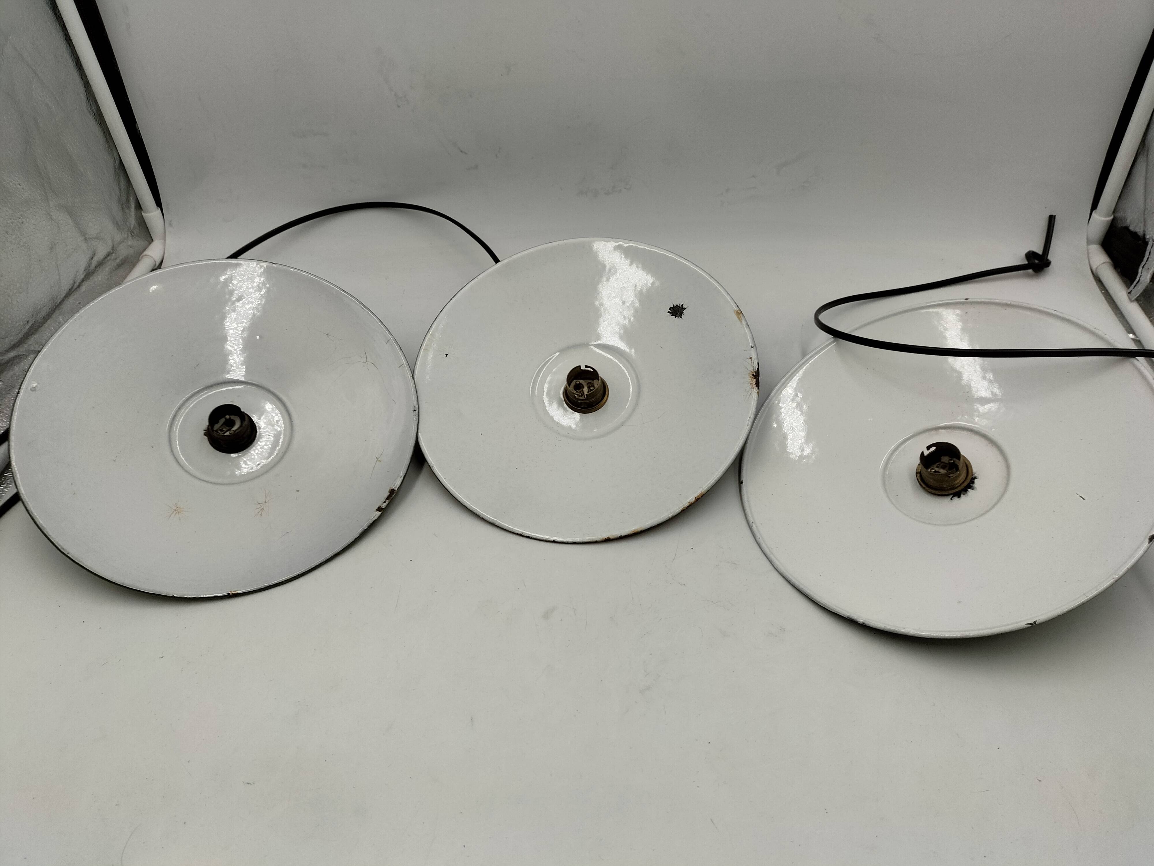 Enameled sheet metal pendant lights
