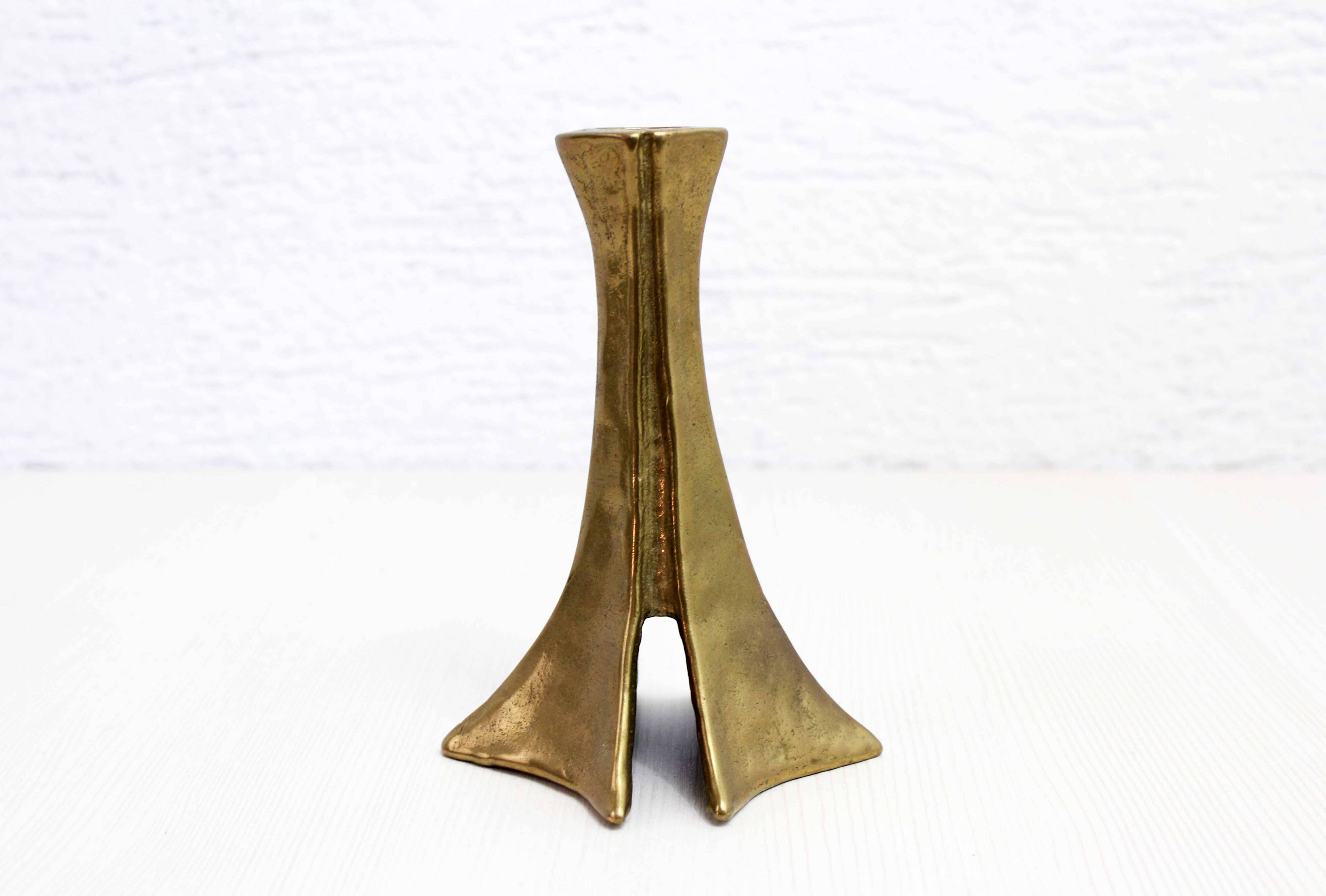 Brutalist bronze candle holder