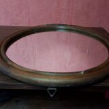 Old Round Mirror In Vintage 70s Rotin 41cm