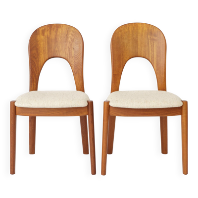 Paire de chaises de salle à manger en teck de Niels Koefoed, chaises modernes danoises des années 1970.