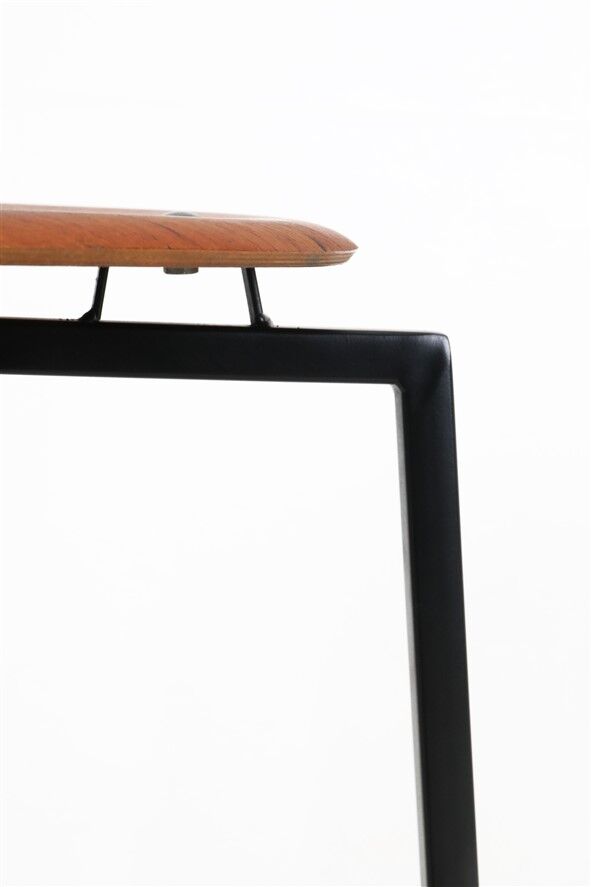 Extraordinary Danish workshop stool / fully restored / teak / steel / mid-century modern design / industrial / 1960s