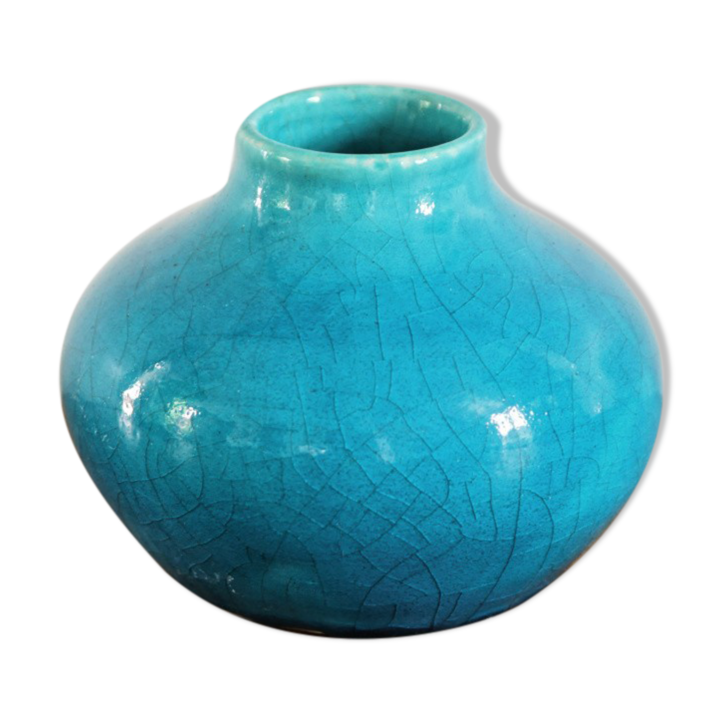Glazed terracotta onion vase, signed