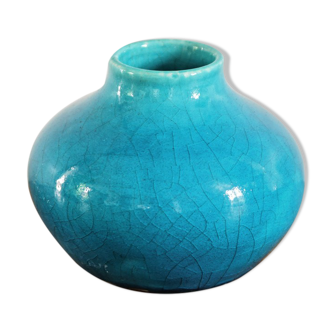 Glazed terracotta onion vase, signed