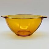 3 large emerald green tempered glass ear bowls VERECO France 1970