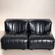 Modular black leather sofa '9000' by Tito Agnoli