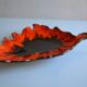 Large ceramic bowl in the shape of Corsica, orange and brown, vintage 70s