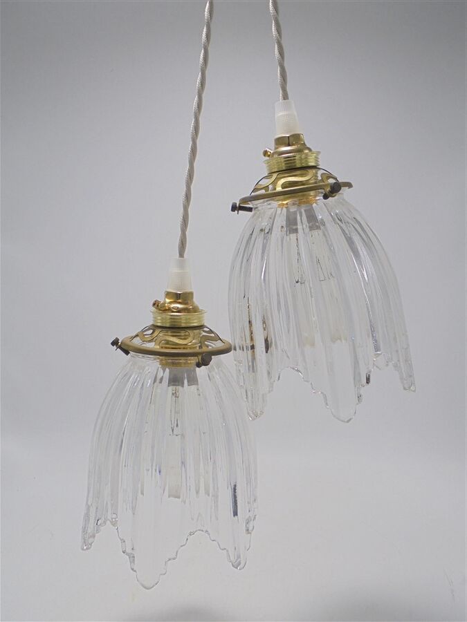 Pair of glass pendant lights
